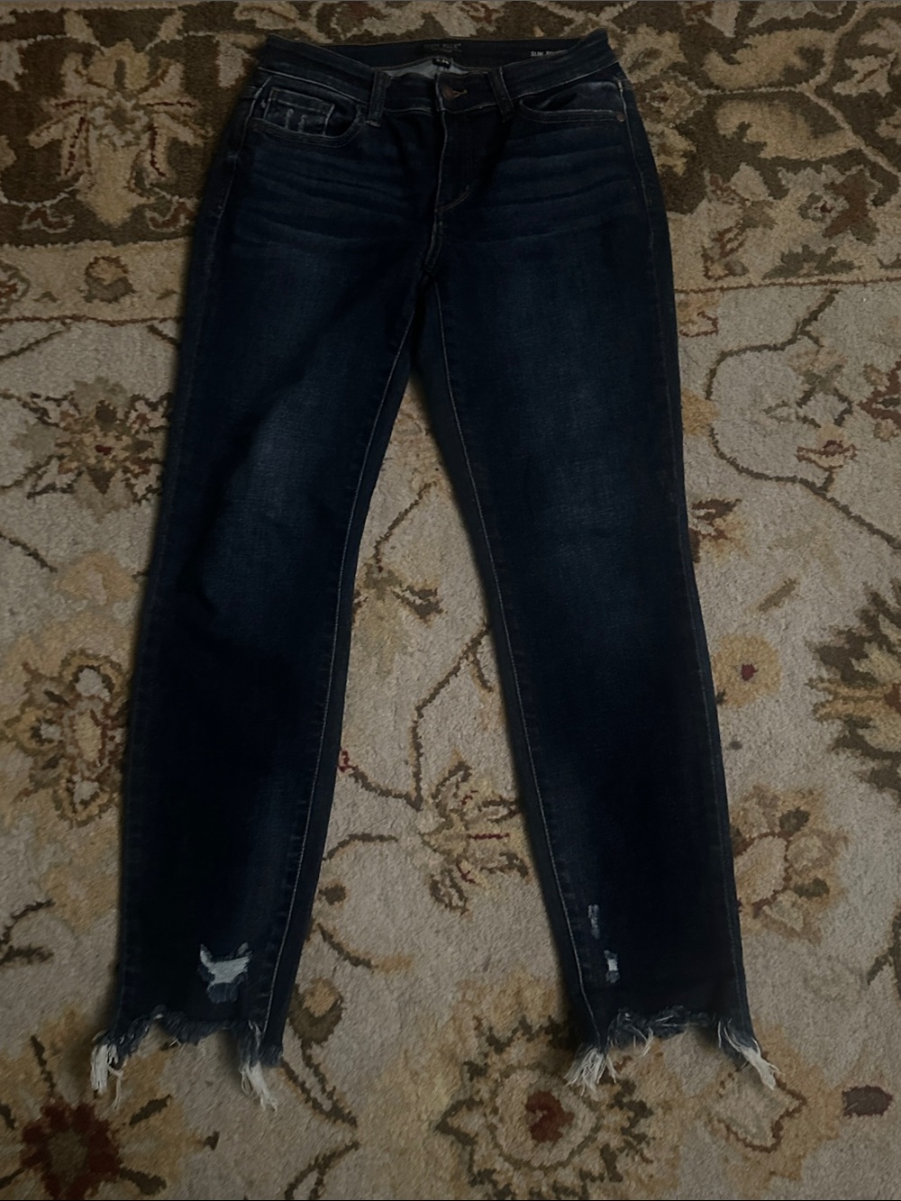 Judy Blue Dark Blue Frayed Hem Ankle Jeans
